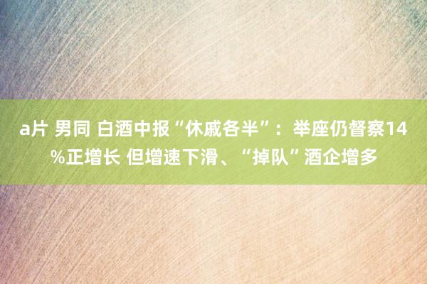 a片 男同 白酒中报“休戚各半”：举座仍督察14%正增长 但增速下滑、“掉队”酒企增多