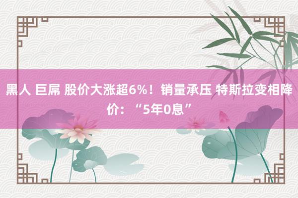黑人 巨屌 股价大涨超6%！销量承压 特斯拉变相降价：“5年0息”