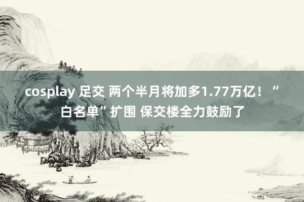 cosplay 足交 两个半月将加多1.77万亿！“白名单”扩围 保交楼全力鼓励了
