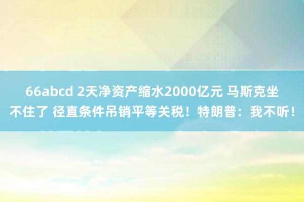 66abcd 2天净资产缩水2000亿元 马斯克坐不住了 径直条件吊销平等关税！特朗普：我不听！
